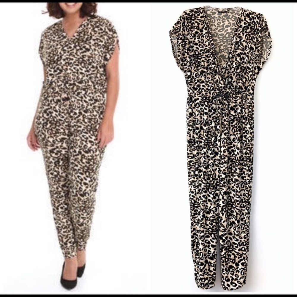 Apple Bottoms Leopard Print Jumpsuit Plus Size